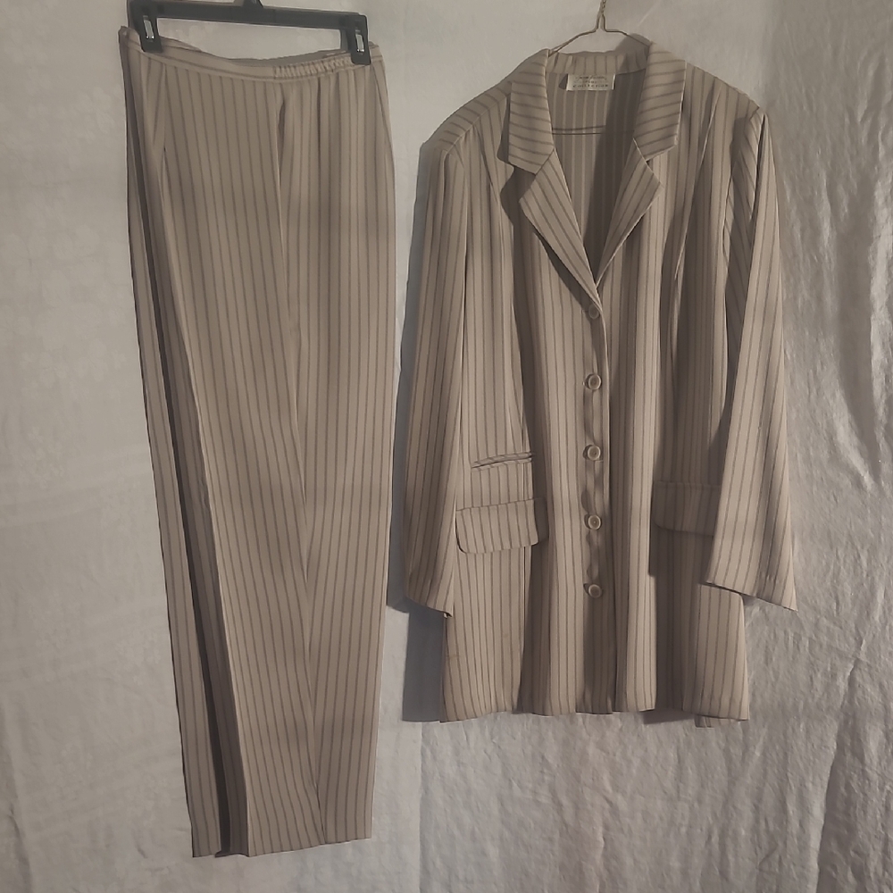 Striped Beige Women's Pantsuit